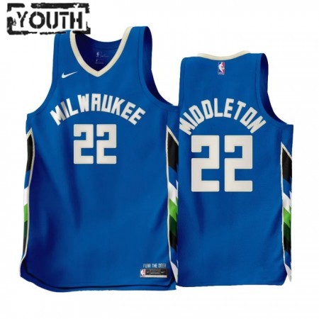 Dres Milwaukee Bucks Khris Middleton 22 Nike 2022-23 City Edition Plava Swingman - Dječji